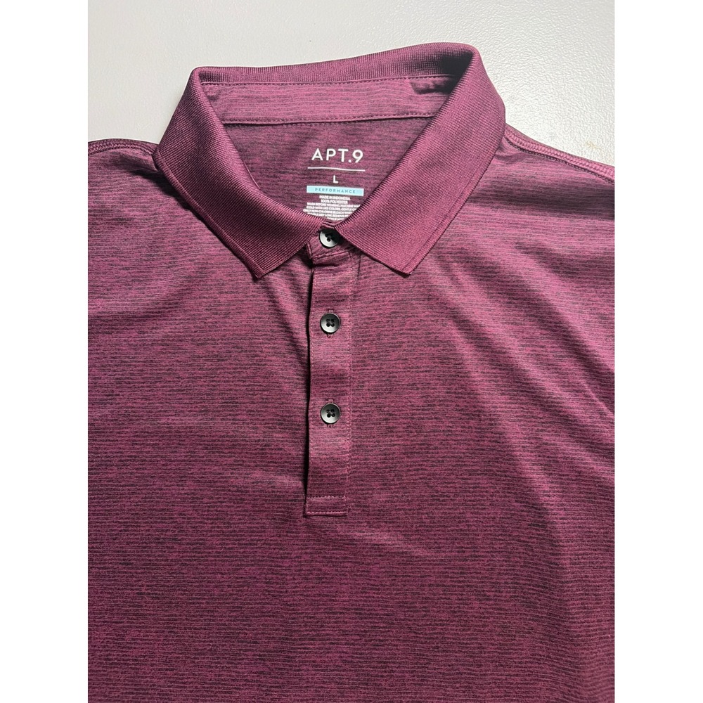 Apt. 9 Polo Shirt Mens Large Maroon Performance Short Sleeve Heathered Polyester